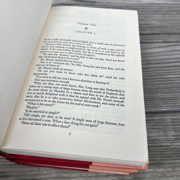 Jane Austen Novels, Set of Three Books, Red & Peach Vintage Hardcovers - Picture 8 of 8